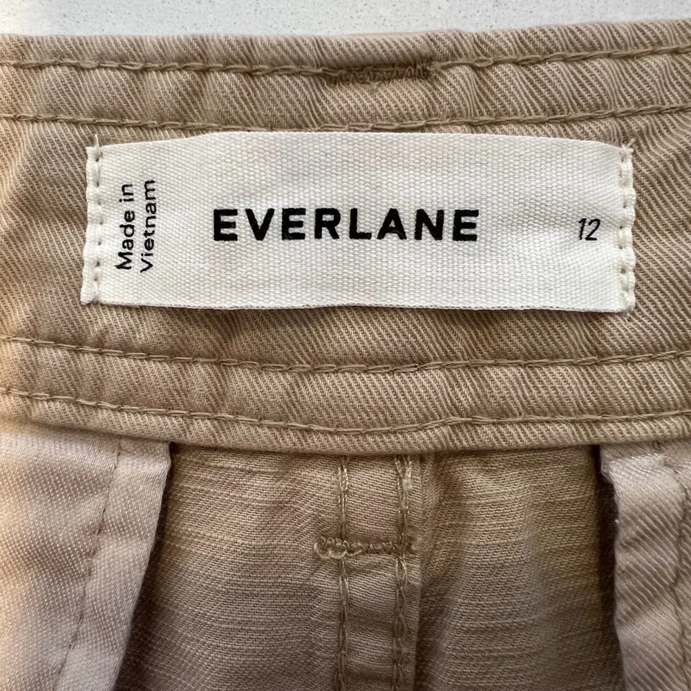 Everlane NWT Khaki Barrel Leg Pants Organic Cotton Quiet Luxury Coastal Size 12